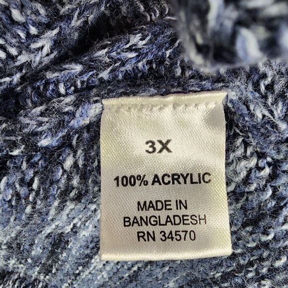 Womens Jason Maxwell Cardigan Knit Sweater Blue Marled Open Front Acrylic 3X - Picture 7 of 11